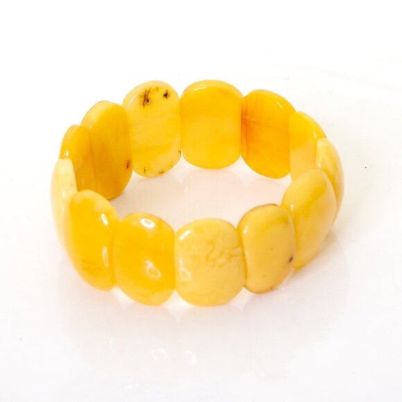 Real BALTIC AMBER Bracelet, Royal White Amber Bracelet, Egg Yolk Amber 25.3 gram - Picture 3 of 11